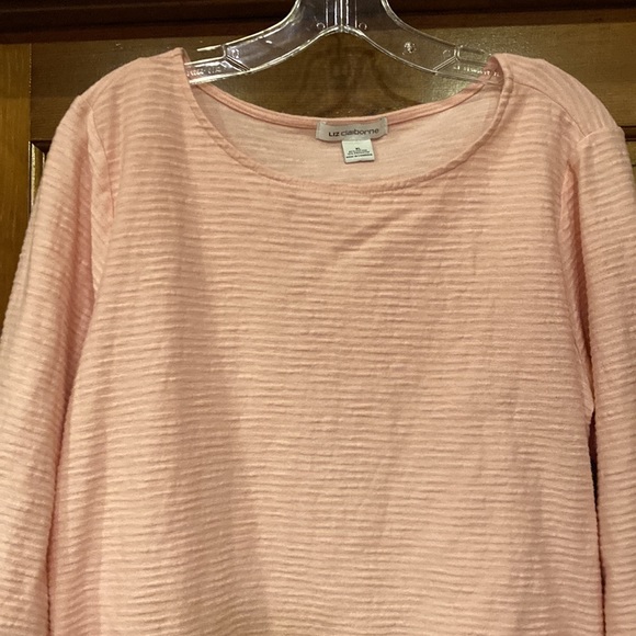 XL Liz Claiborne Peach Textured 3/4 Sleeve Top - Picture 2 of 6